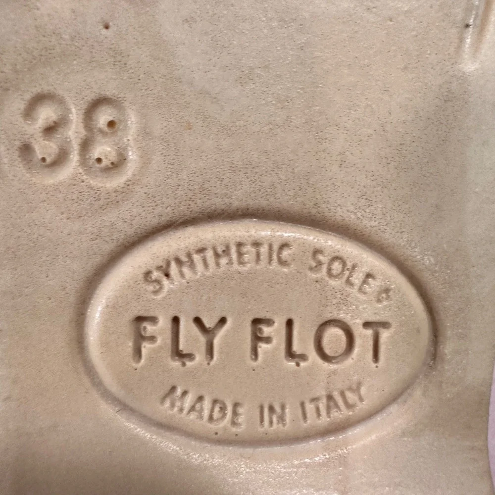 Fly Flot Wedge Sandals Womens Grey Leather Perforated Italian Comfort Size 38
